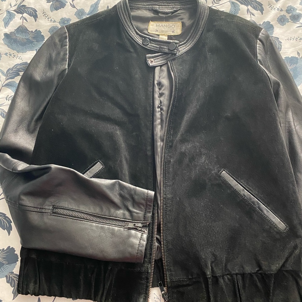 Mango leather and suede jacket